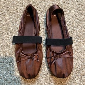 Like New | MNGO Brown Satin Ballet Flats | W37